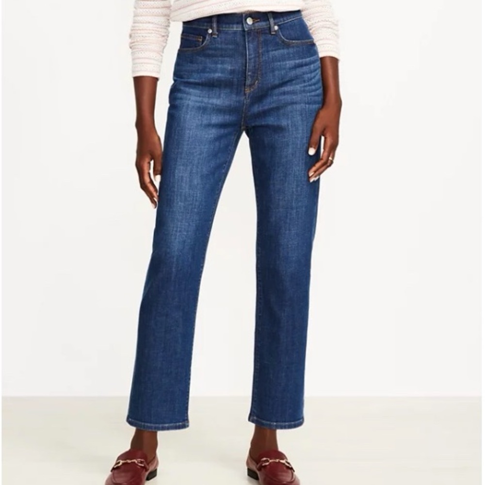 Loft Curvy Straight Crop Jeans, Size 27/4
